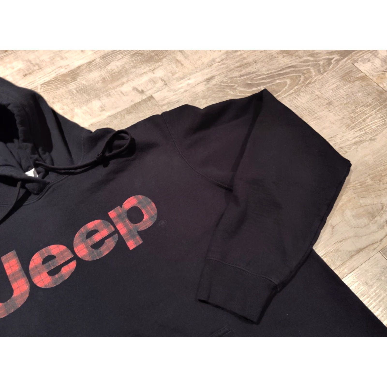 Port & Company Jeep Black Hoodie Buffalo Plaid "Jeep" Large Mens Cotton Polyester Cabin Size US L / EU 52-54 / 3 - 4 Thumbnail