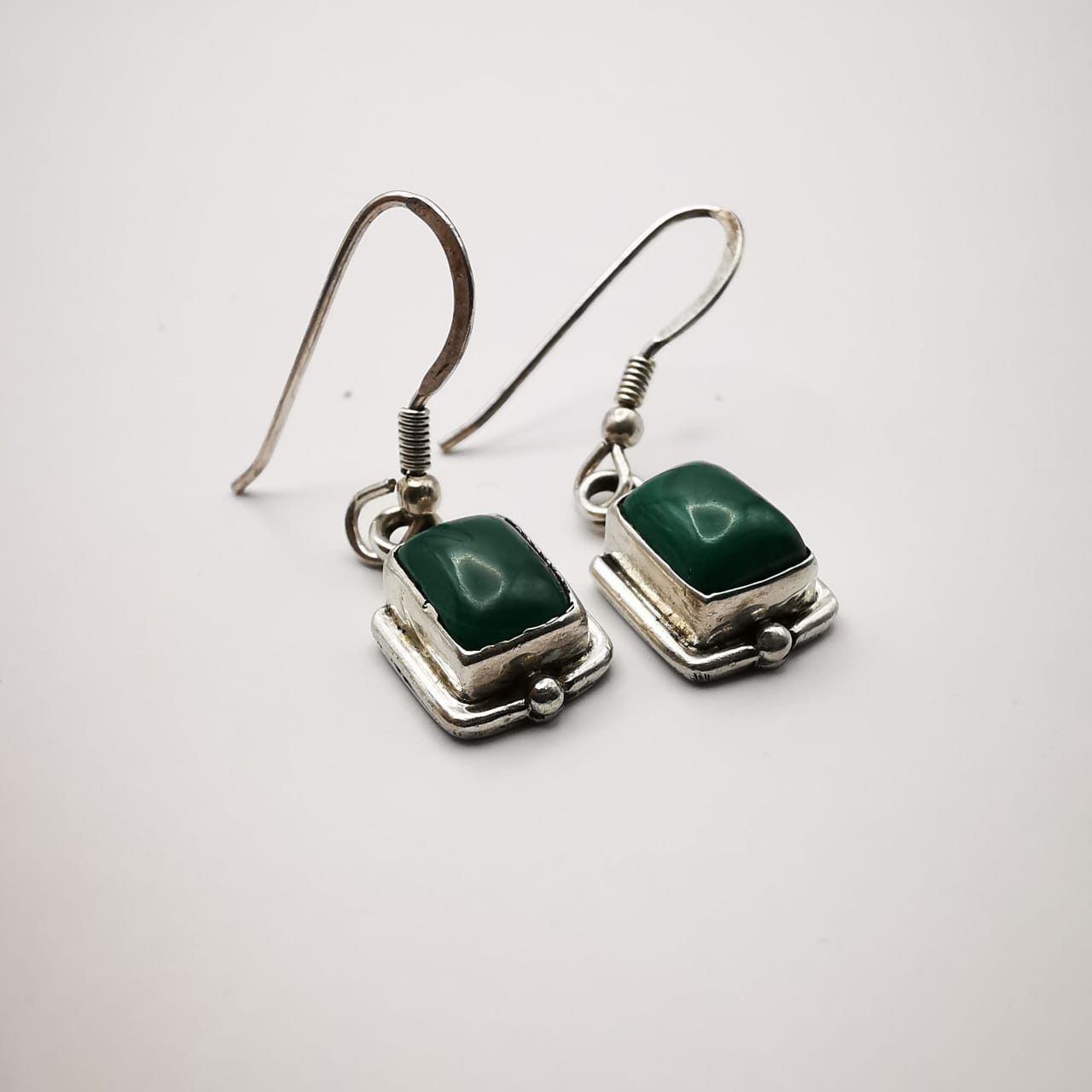Vintage Vintage Earrings Malachite Box 925 Sterling Silver, Size ONE SIZE - 3 Thumbnail