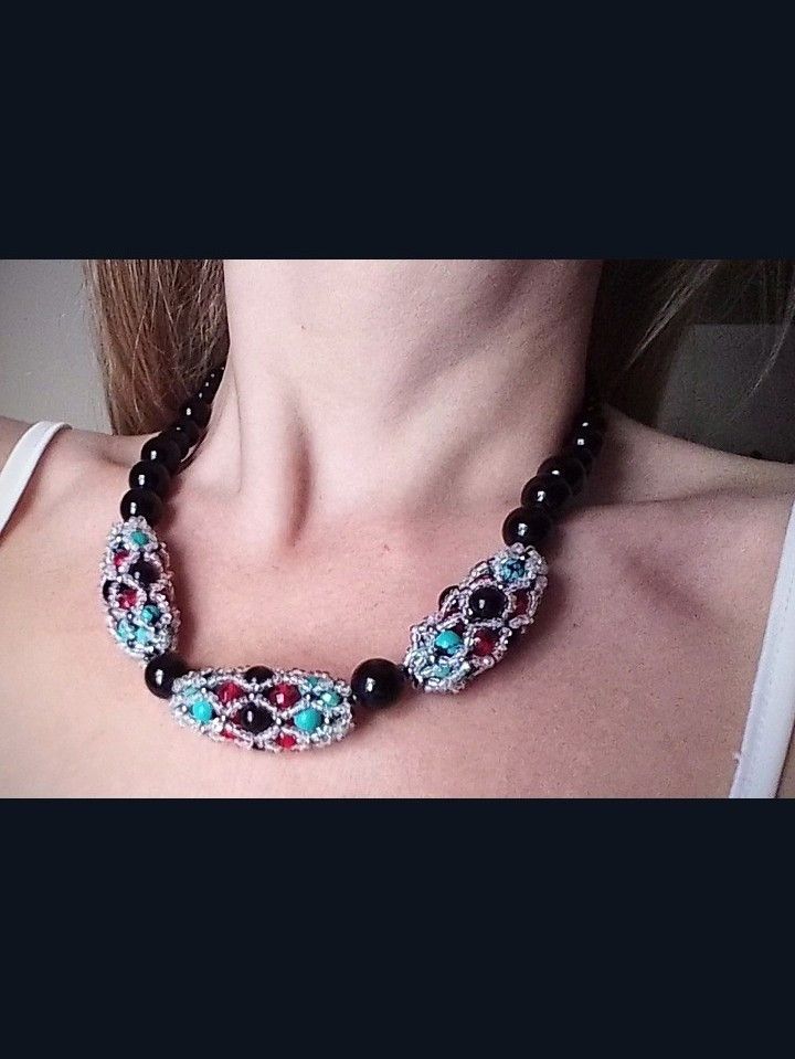 Handmade Necklace Vintage Black Pearls Tubular Classic Elegant Size ONE SIZE - 6 Thumbnail