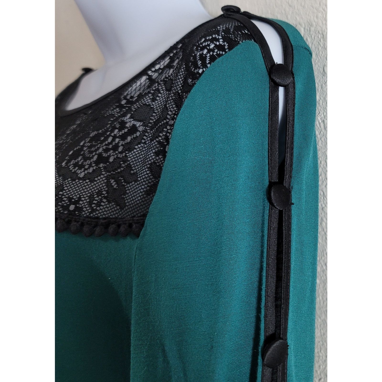 Other Soft Surroundings Green Black Lace Bodice With Crochet XS Size XS / US 0-2 / IT 36-38 - 2 Thumbnail