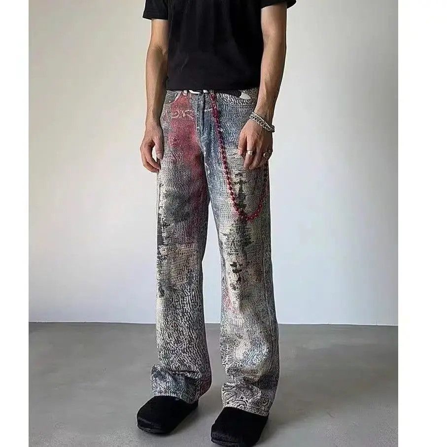 Japanese Brand Digital Print Deconstructed Casual Jeans Size US 32 / EU 48 - 2 Thumbnail