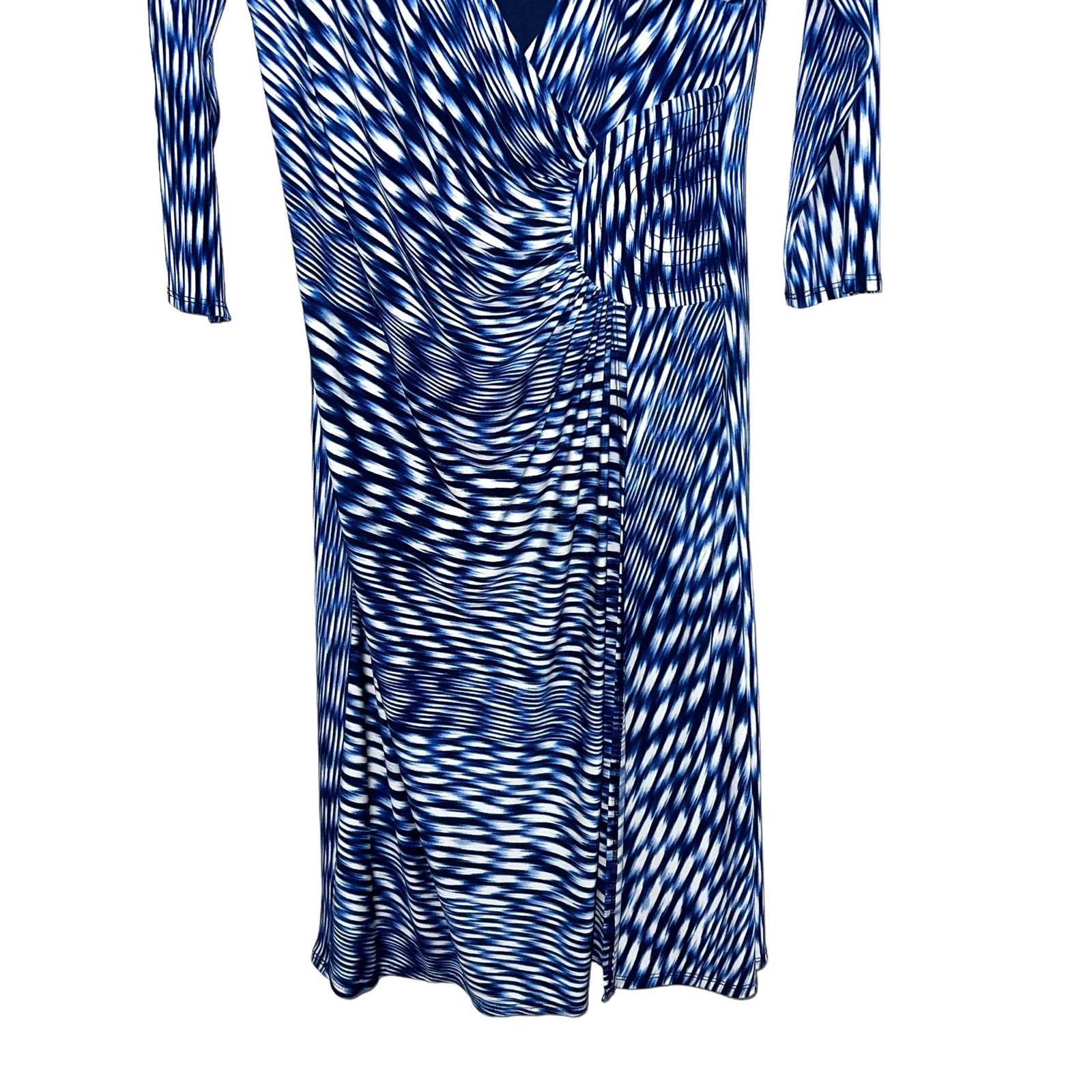 Other Laundry by Design Black Blue Print Faux Wrap Dress 10 Size L / US 10 / IT 46 - 4 Thumbnail