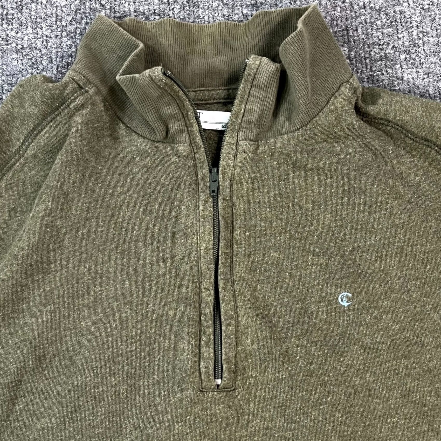 Vintage Criquet Mens Small Green 1/4 Zip Pullover Sweater Long Sleeve Mock Neck Cotton Fleece Casual Knit Slim Regular Sports Outdoor Golf Walking Shirt Size US S / EU 44-46 / 1 - 2 Thumbnail