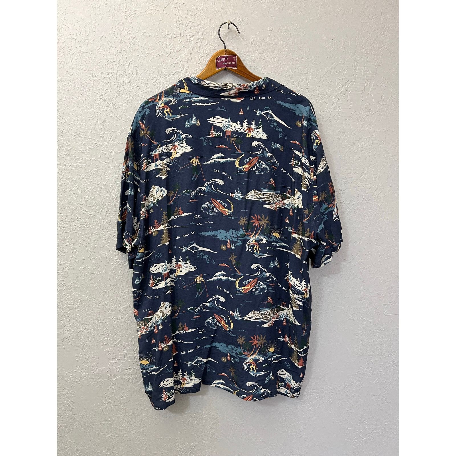 Faherty FAHERTY Camp Shirt Mens XXL Navy Button Up Short Sleeve Sea Size US XXL / EU 58 / 5 - 4 Thumbnail