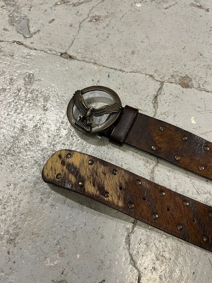 Designer × Vintage 2000s Eagle Royal Archive Brown Pony Hair Leather Belt Size ONE SIZE - 6 Thumbnail