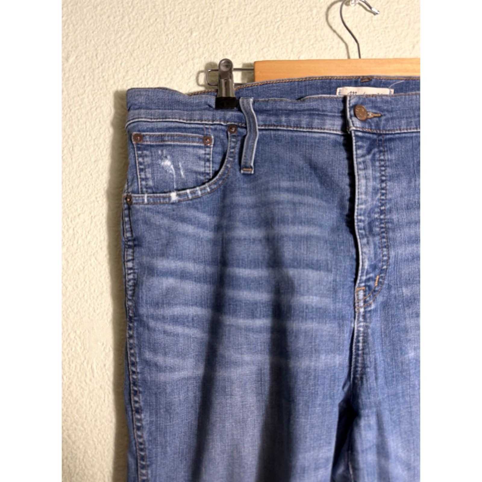 Madewell VINTAGE Madewell High Rise Skinny Jeans Distressed Raw Hem Blue 38W x 30L 34T Tall Womens Skinny Jeans Size 24" / US 00 / IT 34 - 4 Thumbnail