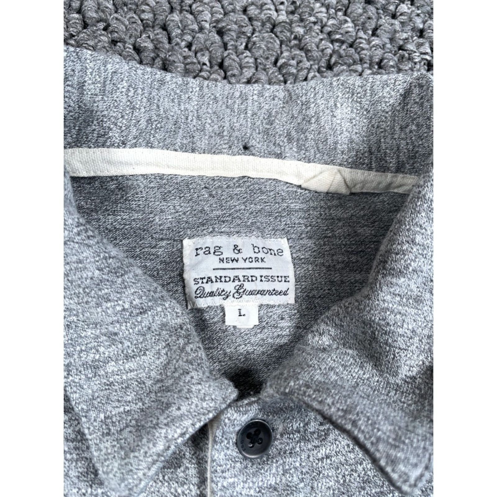 Rag & Bone rag & bone Polo Shirt Adult Large Marled Gray Lightweight Cotton Blend Embroidered 90s Preppy Casual Mens Shirt Size US L / EU 52-54 / 3 - 3 Thumbnail