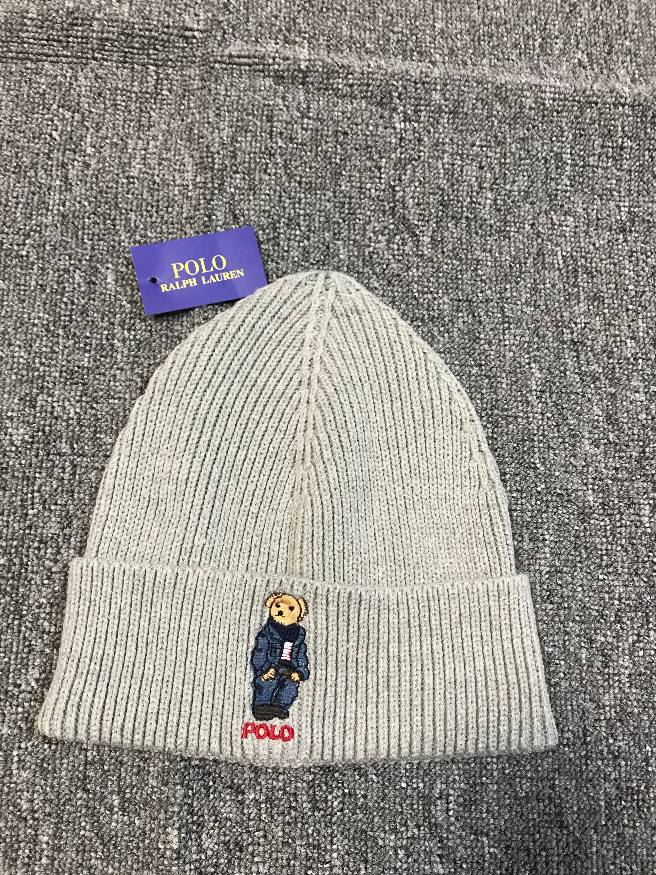 Polo Ralph Lauren NWT Polo Bear Rib Knit Beanie Gray. | Grailed