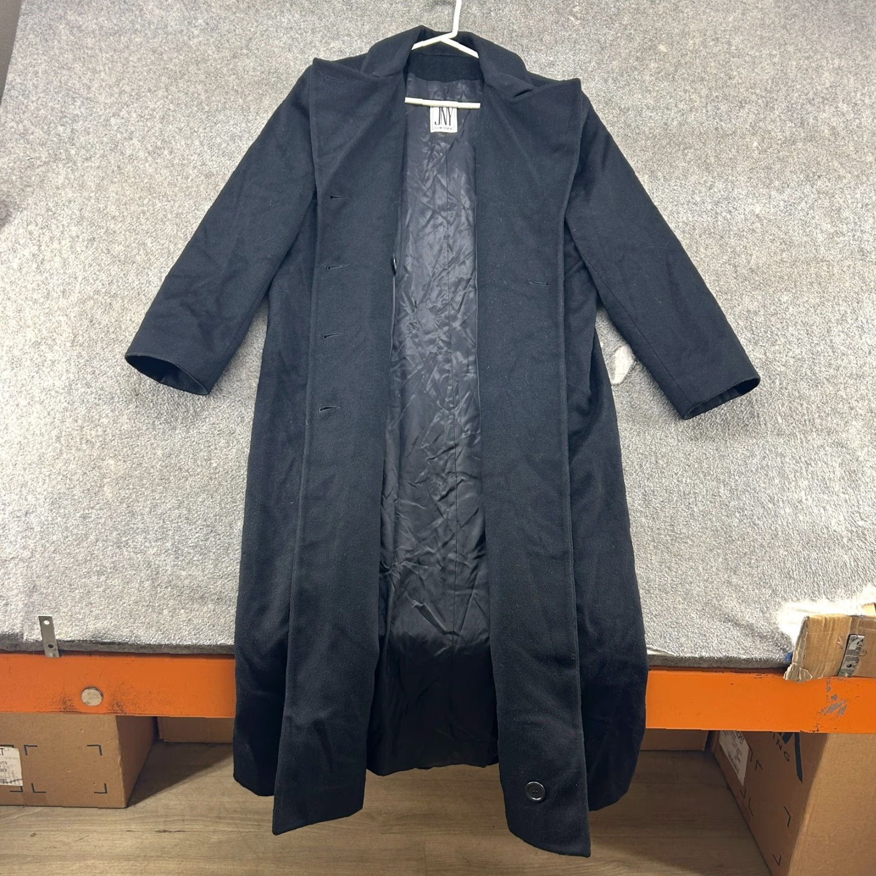 Jones New York VINTAGE Jones New York Coat Women XL Black Wool Long Trench Double Breasted 90s Overcoat Size XL / US 12-14 / IT 48-50 - 3 Thumbnail