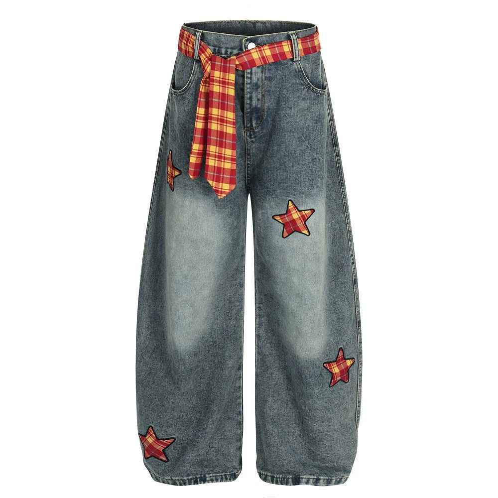 Jean Men's punk plaid washed star scimitar jeans y2k Size US 32 / EU 48 - 1 Thumbnail