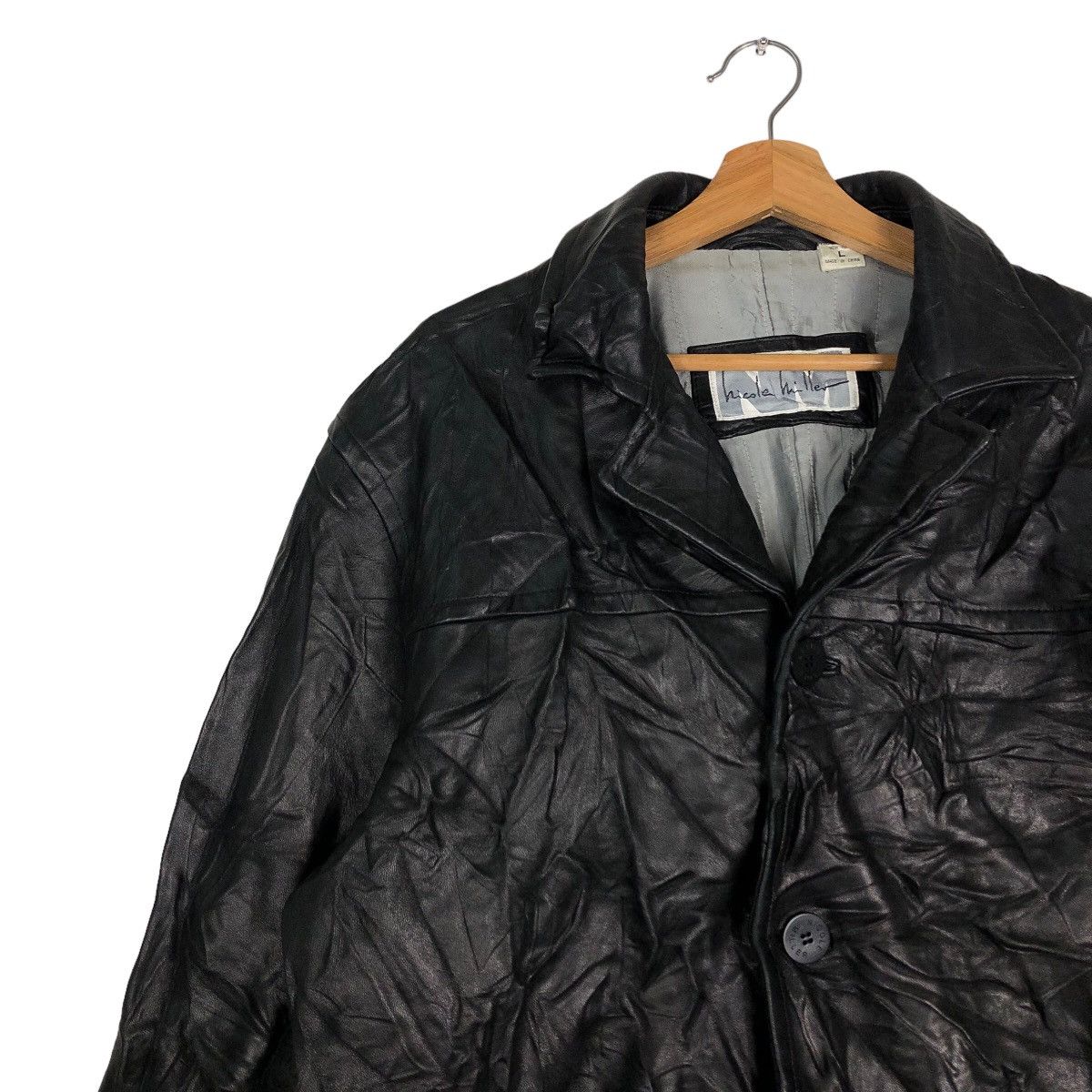 Genuine Leather 🔥Vintage Genuine Leather Jacket Double Breast Nicole Miller Size US L / EU 52-54 / 3 - 7 Thumbnail