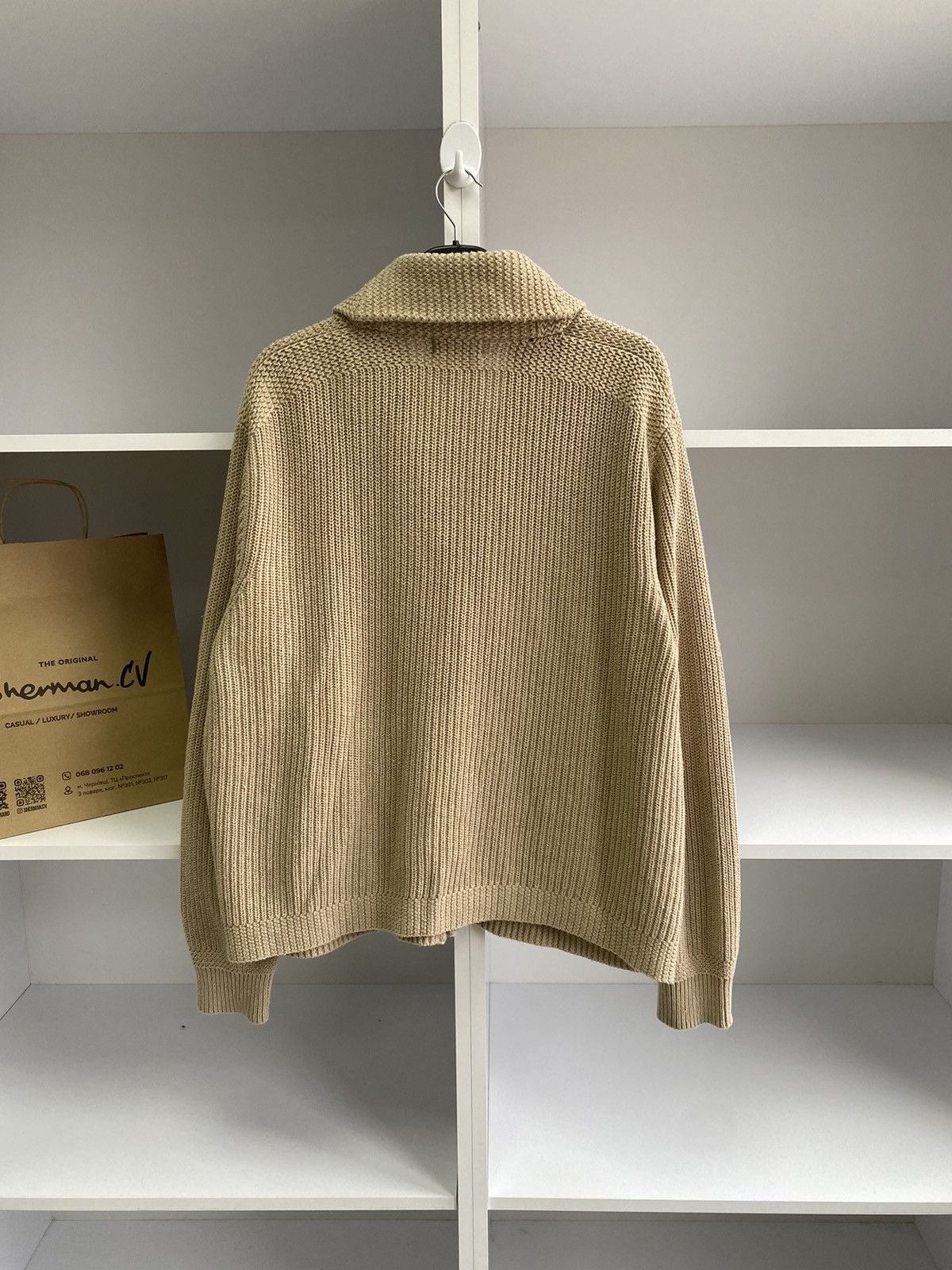 Polo Ralph Lauren × Ralph Lauren × Vintage Vintage Polo Ralph Lauren Knitted Beige Cardigan Size US L / EU 52-54 / 3 - 11 Thumbnail