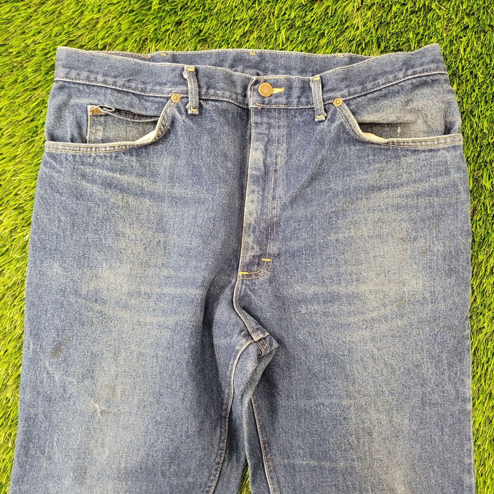 Lee Vintage 70s LEE Whiskered Jeans 35x28 Dark-Wash Talon-Zip Size US 35 - 12 Thumbnail
