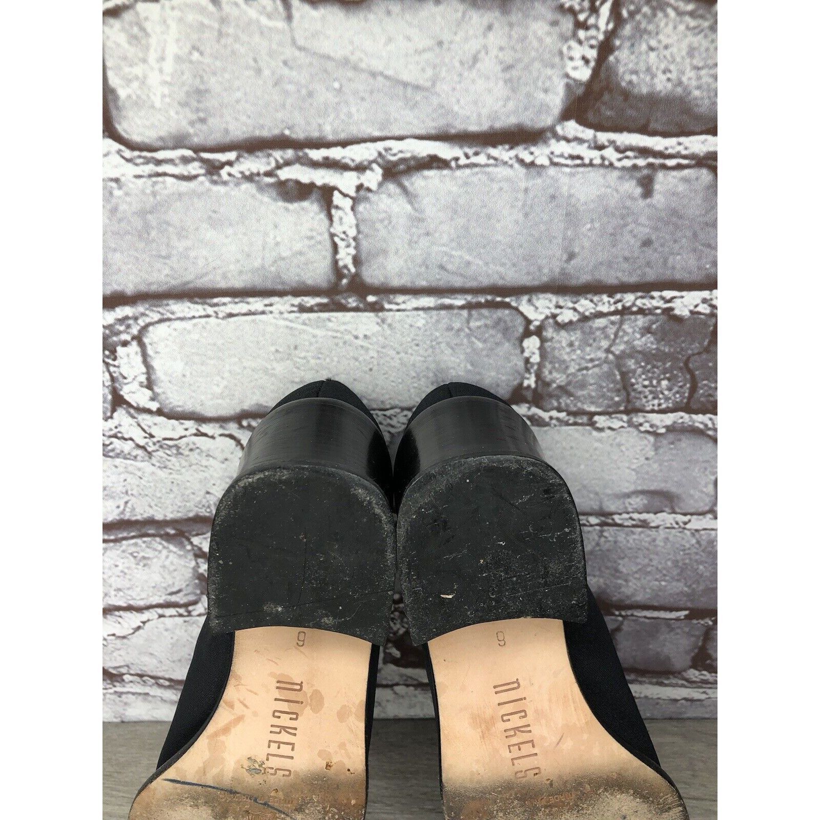 Other Nickels VTG Black Fabric Stretchy Loafers Pump Block Heels W Size US 6 / IT 36 - 9 Thumbnail