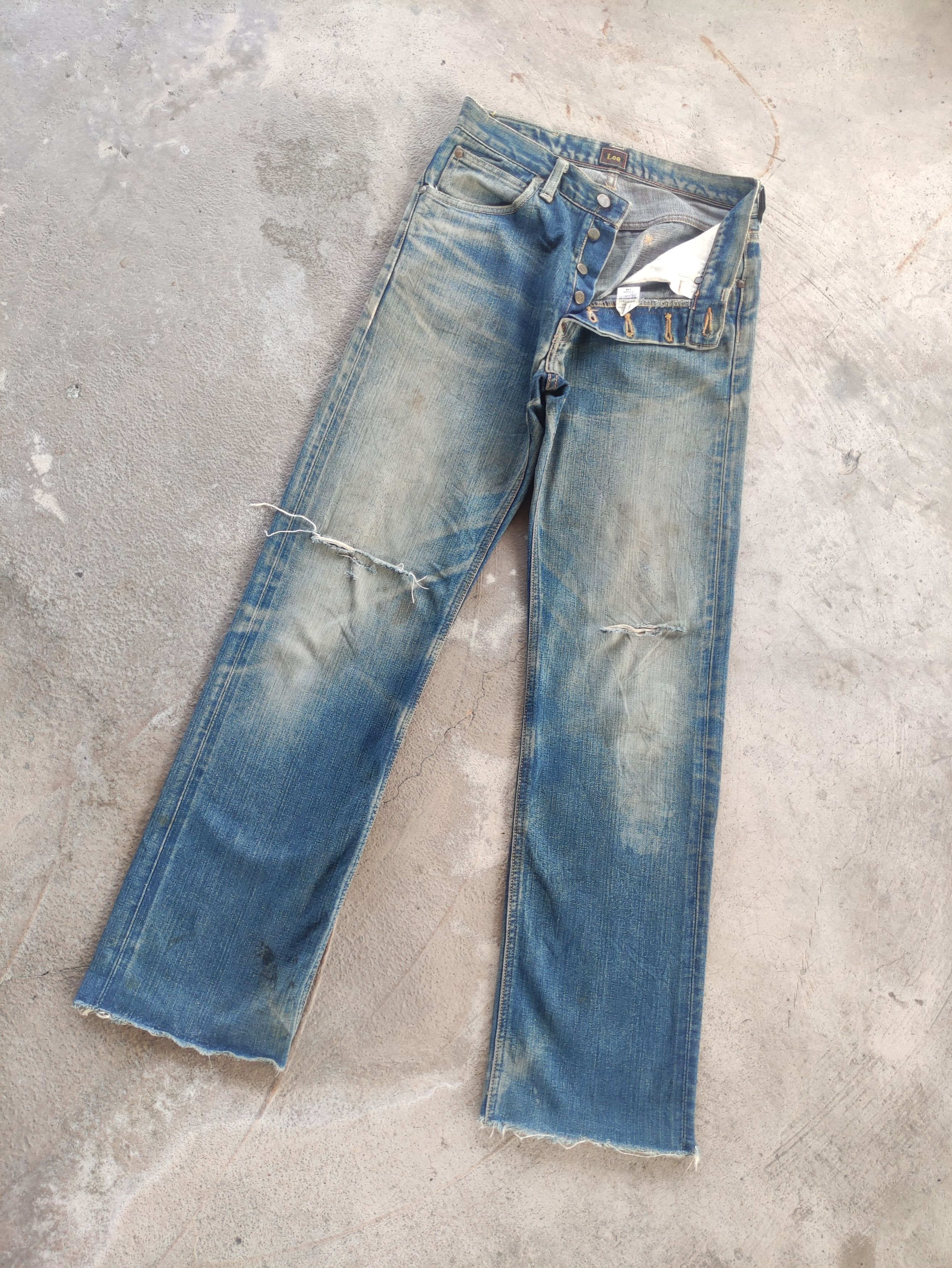 Lee Vintage Lee Button Jean Distressed Faded Denim Pants Size US 30 / EU 46 - 2 Thumbnail