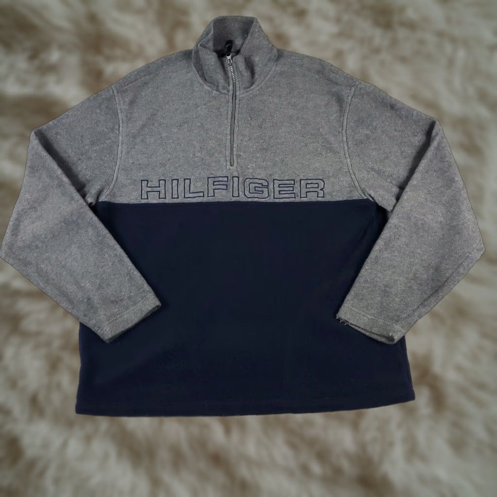 Tommy Hilfiger VINTAGE Tommy Hilfiger Fleece Pullover Sweater Medium Blue 1/4 Zip Unisex Adults Size US M / EU 48-50 / 2 - 1 Thumbnail