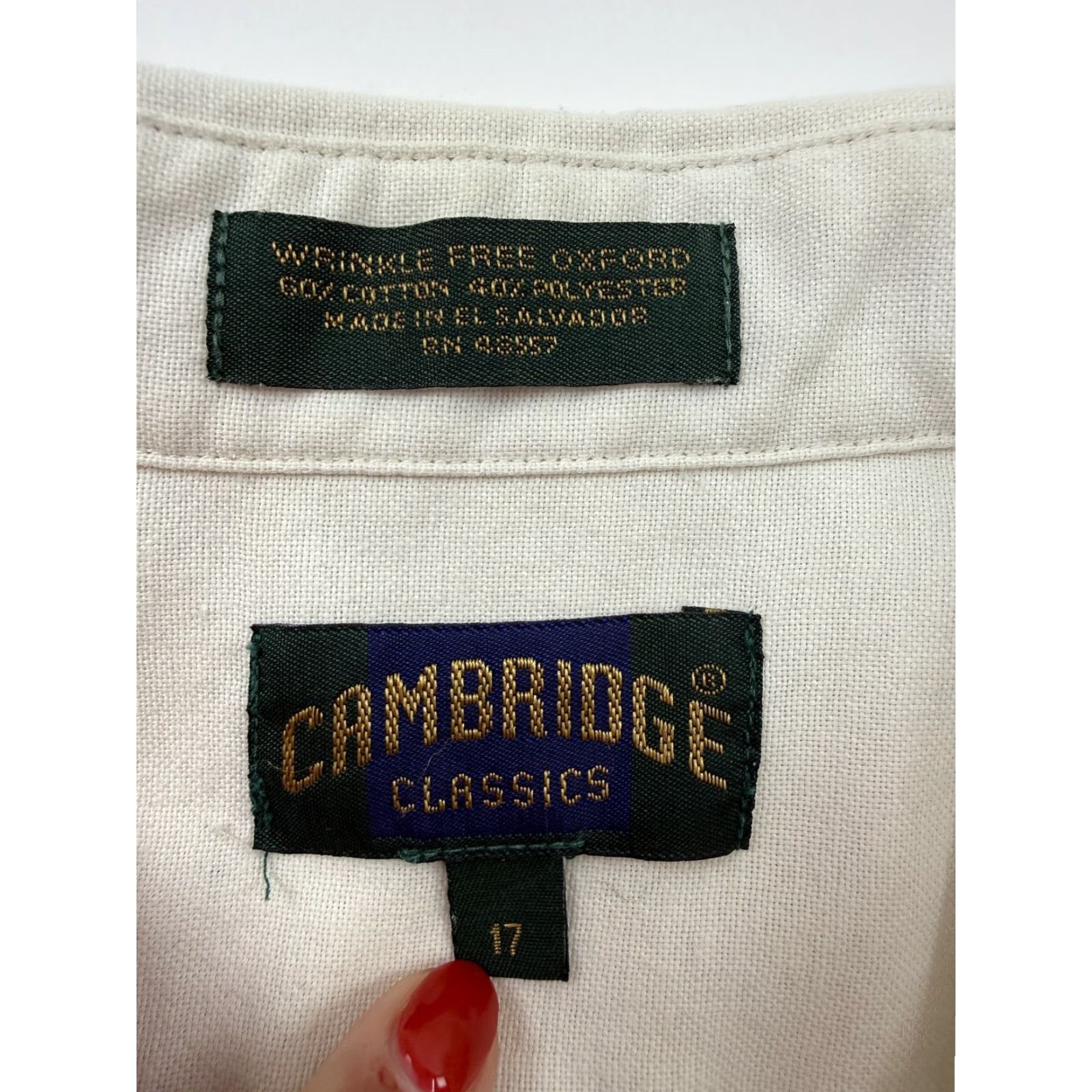 Vintage VINTAGE Cambridge Classics Shirt Mens XL White Wrinkle Free Oxford Short Sleeve Size US XL / EU 56 / 4 - 5 Thumbnail