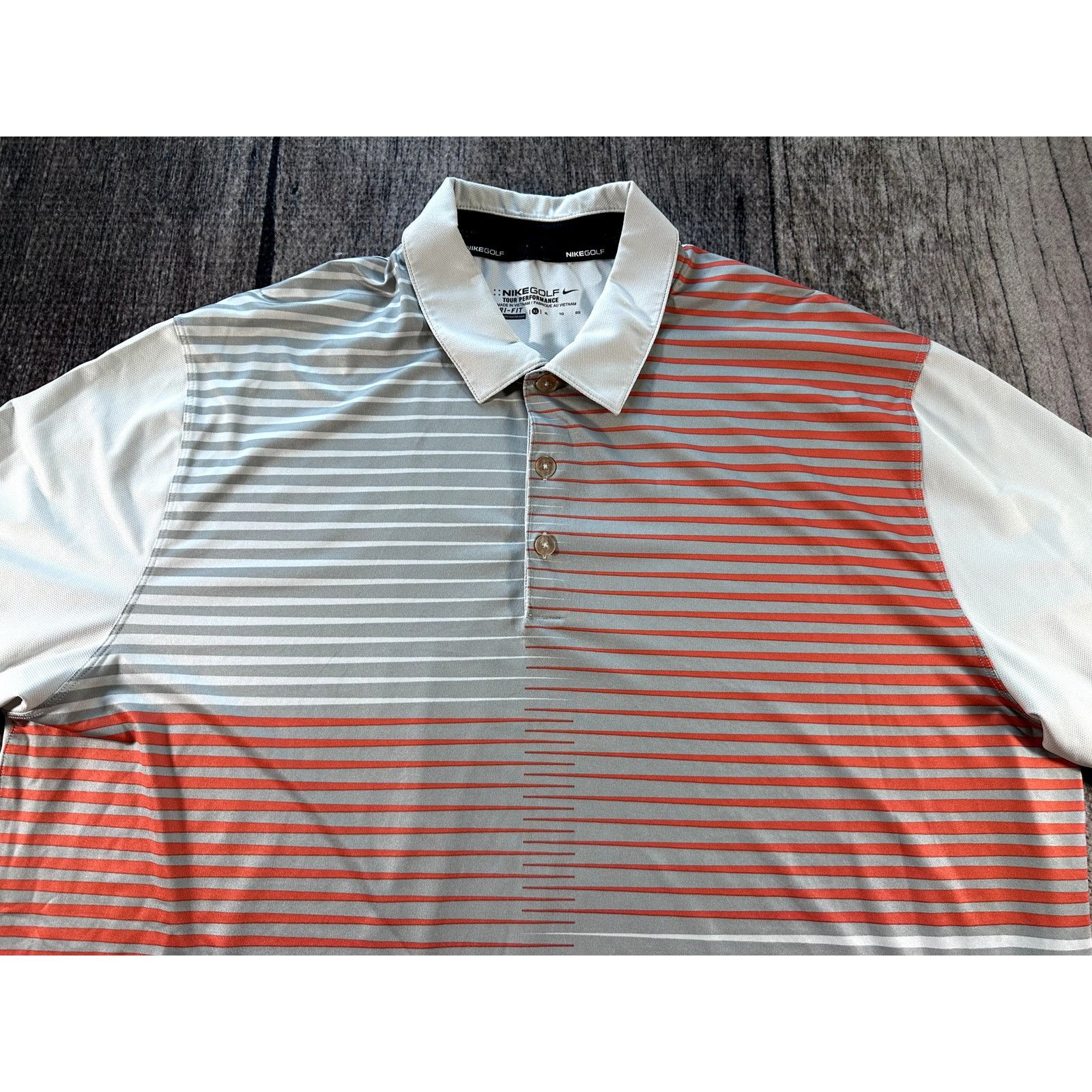 Nike Nike Golf Dri Fit Orange White Striped Polo Shirt XL Men's Size US XL / EU 56 / 4 - 2 Thumbnail