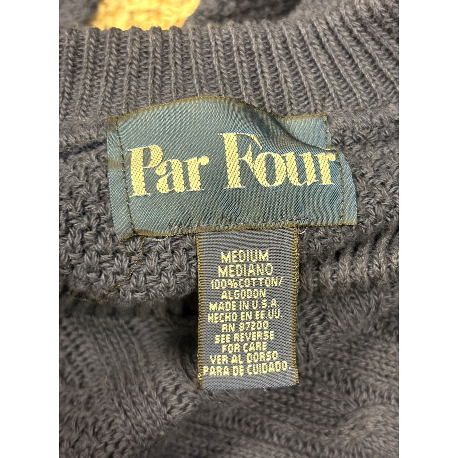 Vintage VINTAGE Par Four Sweater Navy Blue Retro Golf Mens Size M Pullover Knit Cotton Ramie Hand Wash Only USA Made Size US M / EU 48-50 / 2 - 8 Thumbnail