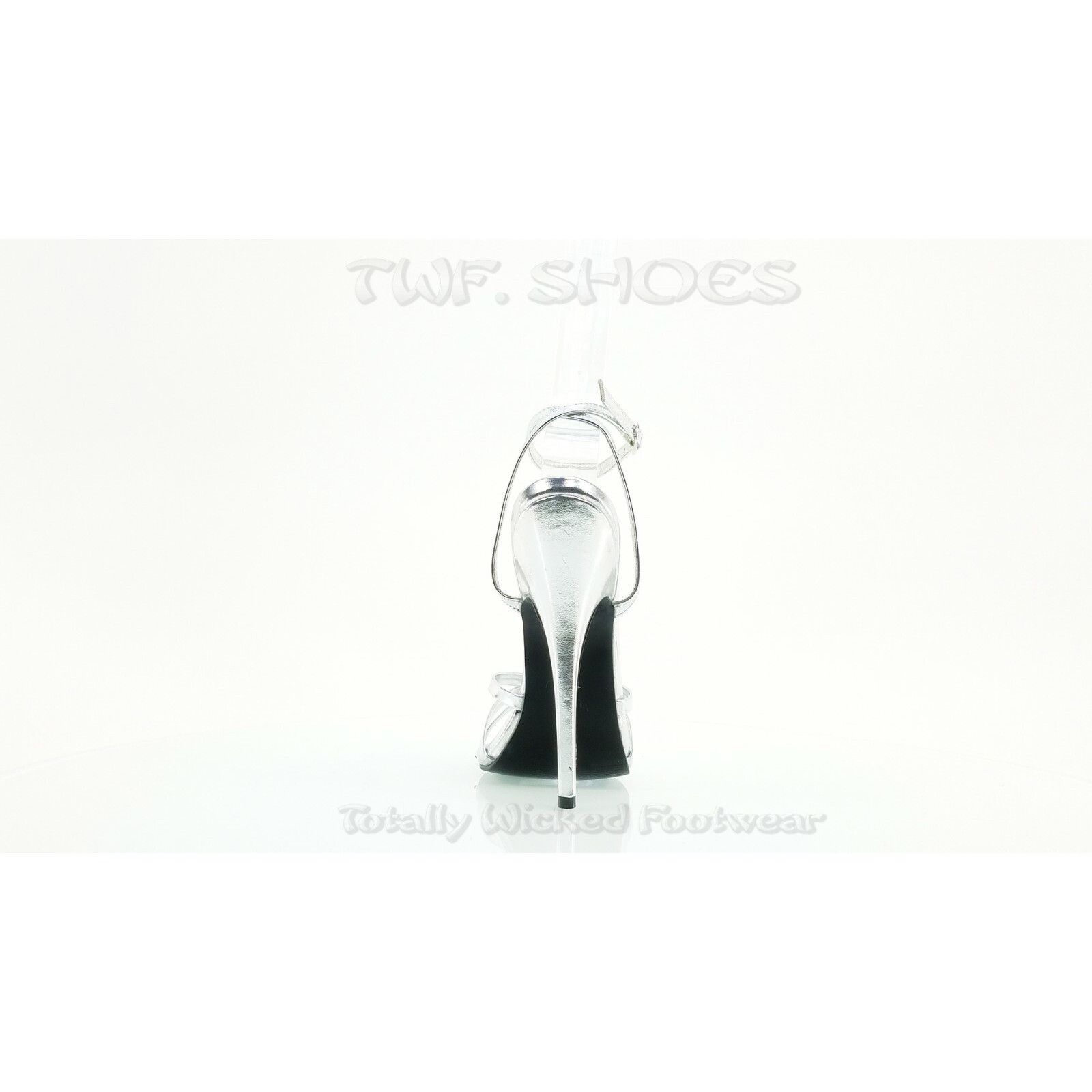 Other Domina 108 Silver High 6" Spike Heels Ankle Strap Stiletto S Size US 11 / IT 41 - 4 Thumbnail