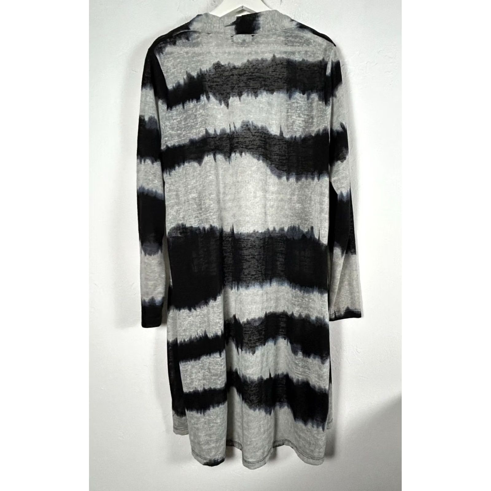 Vintage Sisters Cardigan Womens Black & Gray Tie-Dye Knit Open Front Duster Sweater XL Size XL / US 12-14 / IT 48-50 - 2 Thumbnail