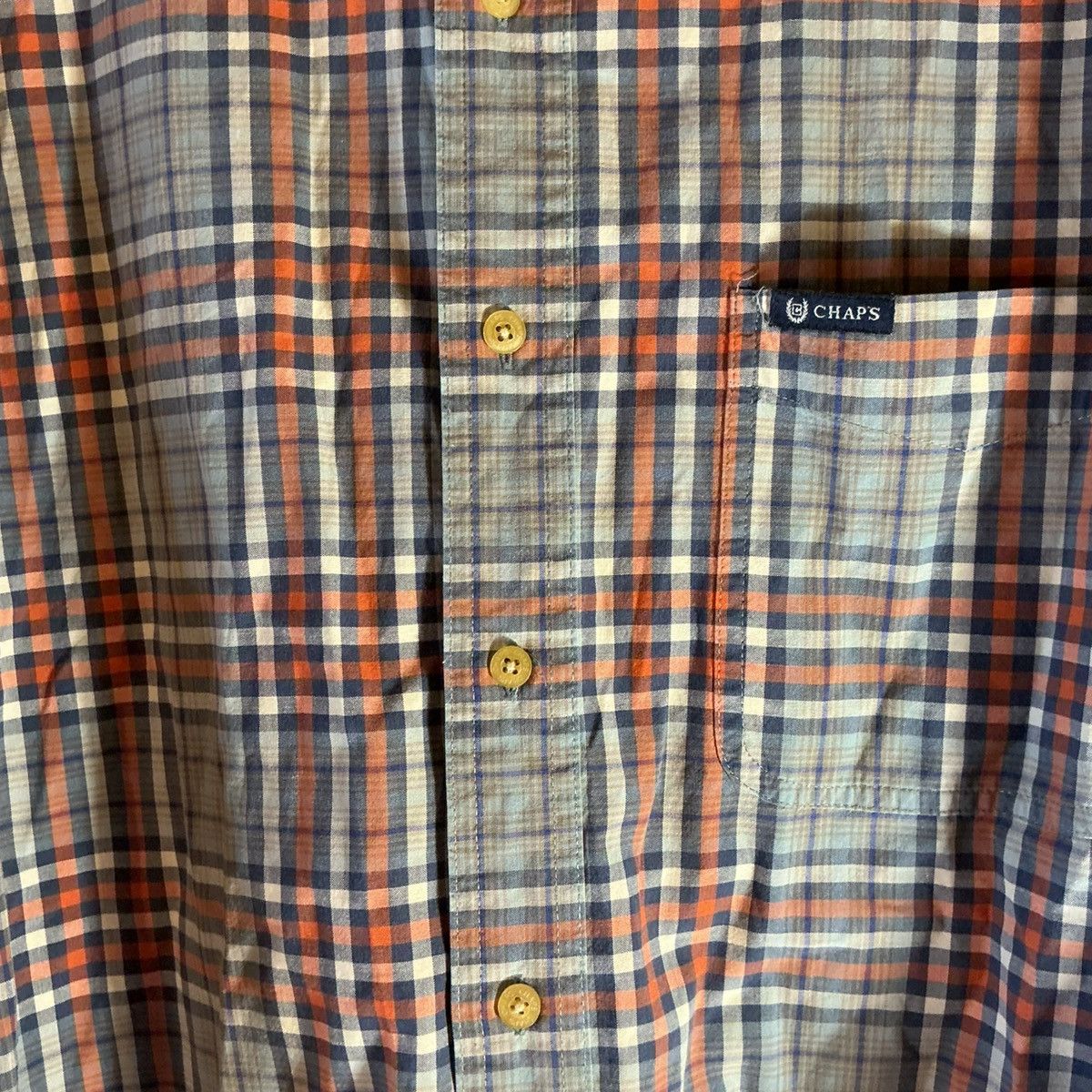 Chaps Chaps men’s Large orange navy Blue Plaid Button-Down Shirt Size US L / EU 52-54 / 3 - 2 Thumbnail