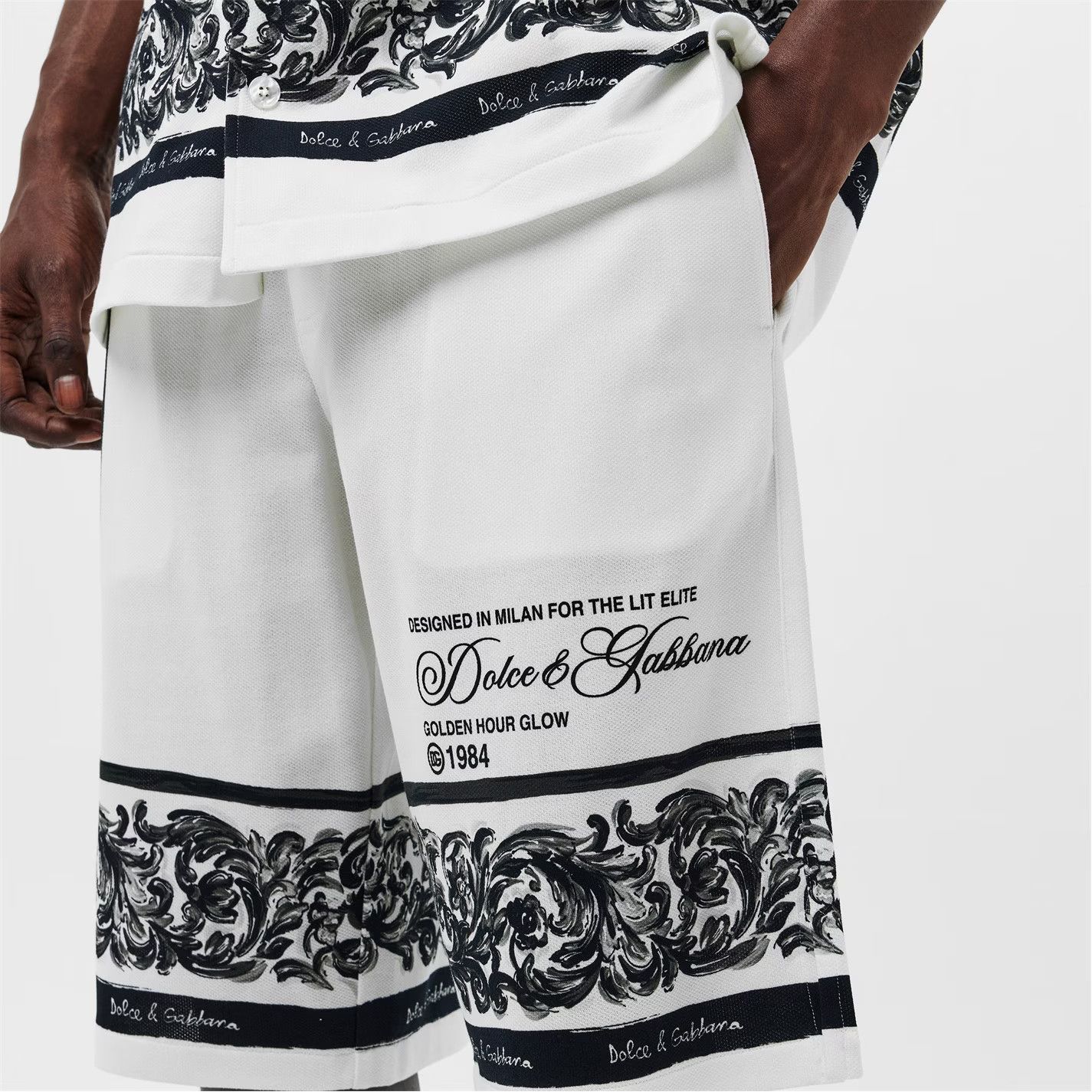 Dolce & Gabbana o1g2r1mq0426 Woven Tailored Fit Tracksuit Shorts Black/White Size US 32 / EU 48 - 6 Thumbnail