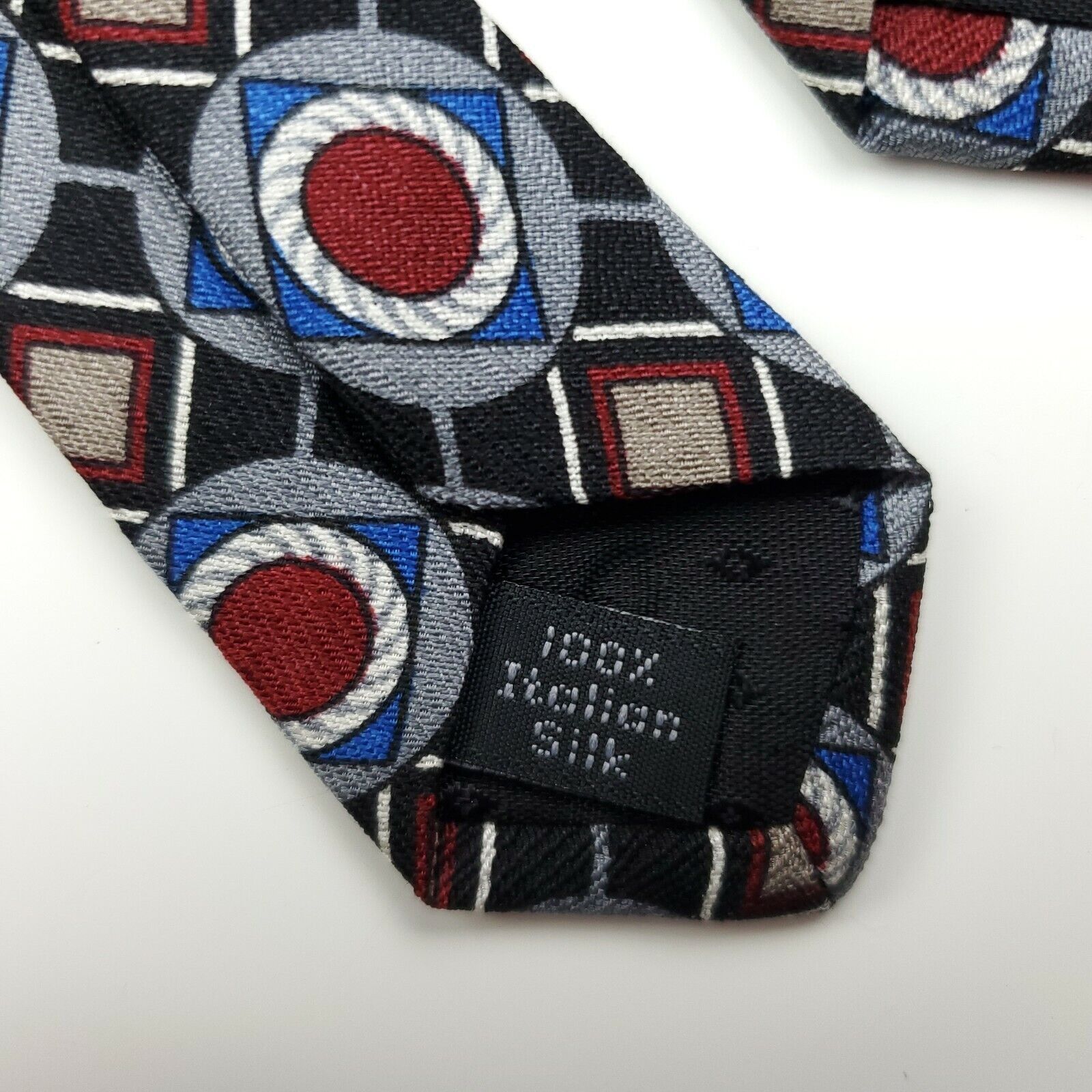 Henry Grethel Henry Grethel Black Red Geometric Silk Tie Wide Size ONE SIZE - 4 Thumbnail