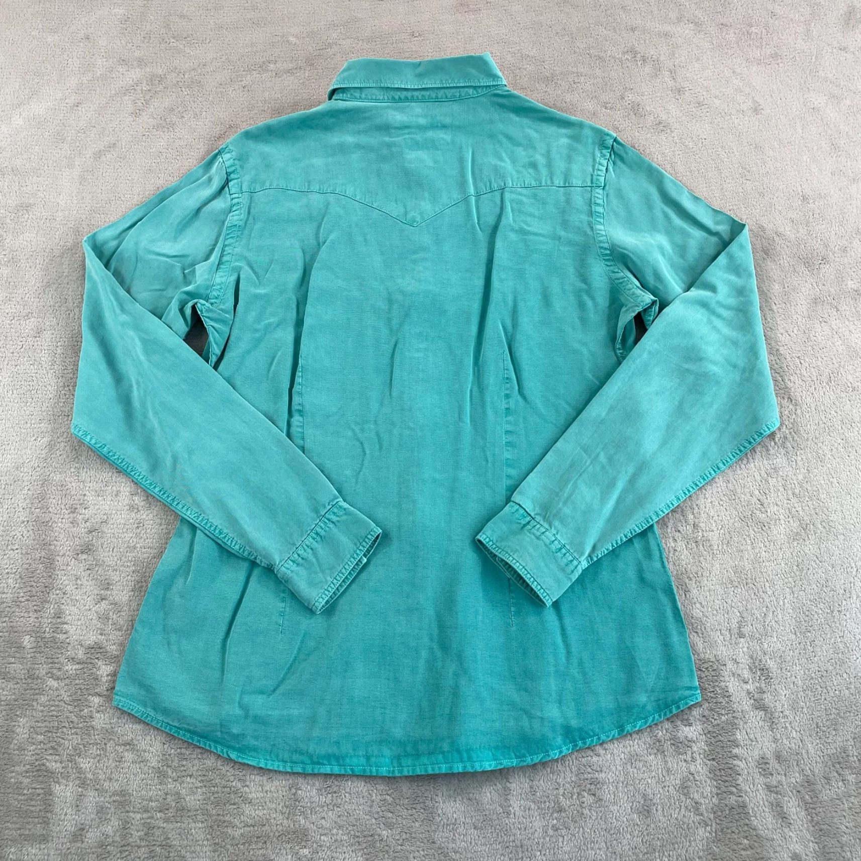 Vintage Panhandle Slim Panhandle Rough Stock Cowboy Shirt Women M Light Turquoise Pearl Snap NWT Size M / US 6-8 / IT 42-44 - 5 Thumbnail