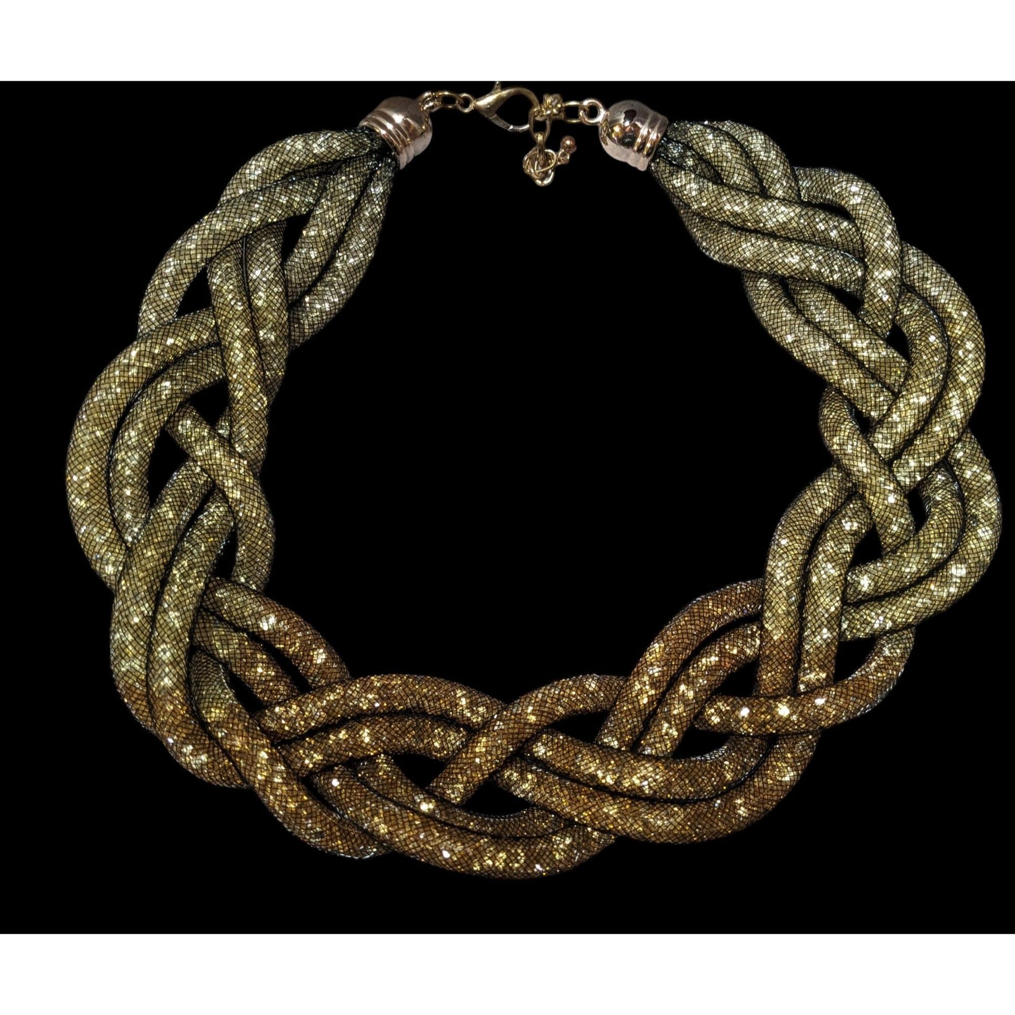 Other Retro Glam Crystal Filled Braided Mesh Statement Necklace An Size ONE SIZE - 1 Thumbnail