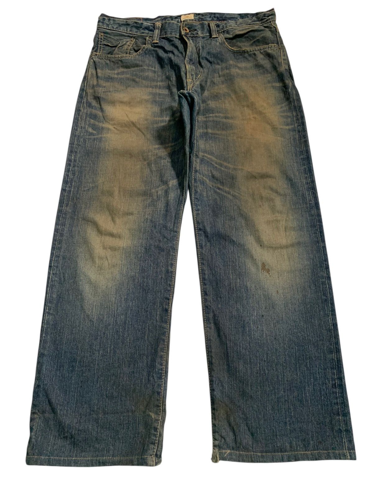 Kapital VINTAGE EDWIN 505Z BAGGY SELVEDGE RUSTY DISTRESSED DENIM Size US 35 - 3 Thumbnail