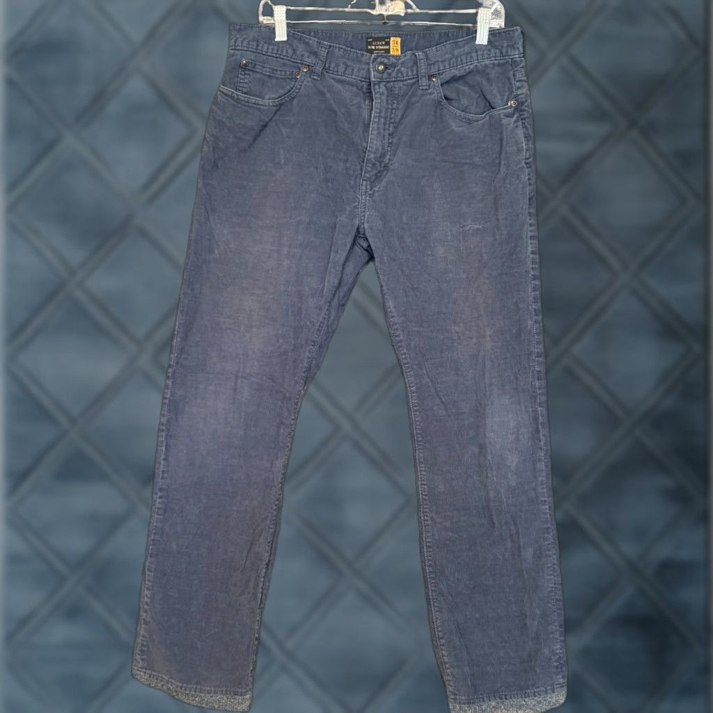 J.Crew J.CREW Pants Mens 34x30 Blue Corduroy Slim Straight Leg Grunge Wash Distressed Shirt Hat? Size US 34 / EU 50 - 1 Thumbnail