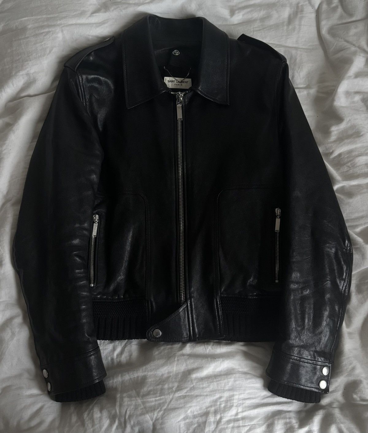 Hedi Slimane × Saint Laurent Paris Saint Laurent Aviator leather jacket w/ fur collar Size US M / EU 48-50 / 2 - 11 Thumbnail