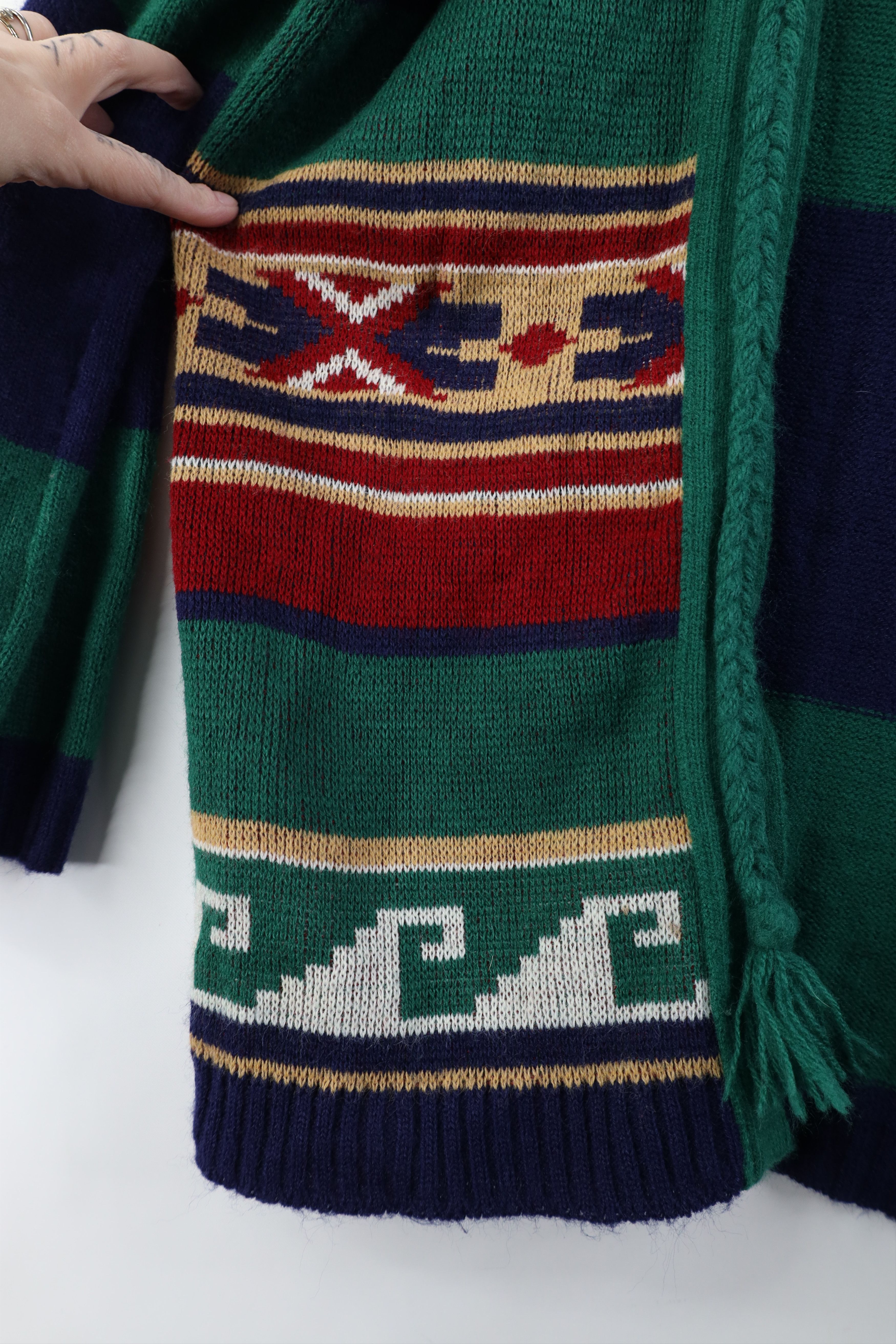 Vintage Vintage 70s Boho Chic Fair Isle Flared Sleeve Knit Sweater Size M / US 6-8 / IT 42-44 - 5 Thumbnail