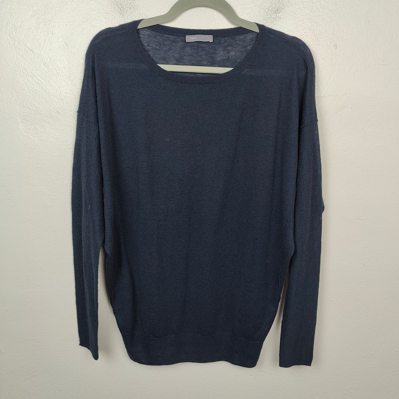 Vince Vince Sweater Large Navy Blue Pullover Relaxed Fit Knit Back Size L / US 10 / IT 46 - 1 Thumbnail