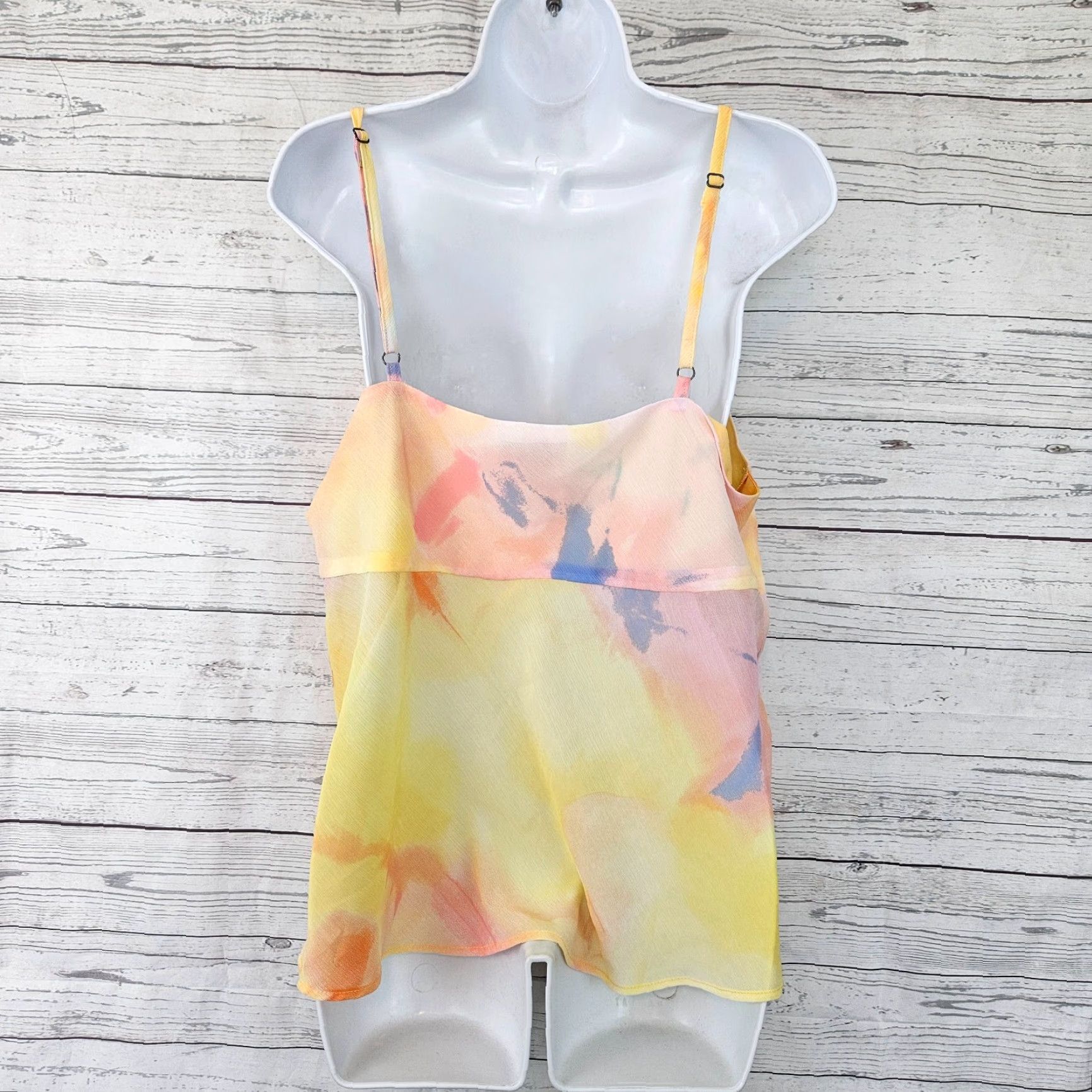 Diane von Furstenberg Diane von Furstenberg Womens Cami Pajama Top Sz 2XL Yellow Pink Shirt Womens 2XL Camisole Pajama Top Size XXL / US 16-18 / IT 52-54 - 3 Thumbnail