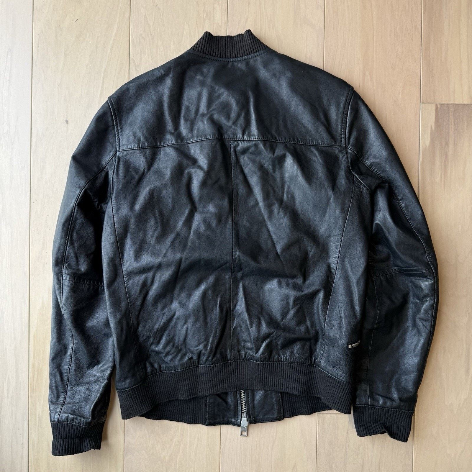 Allsaints All Saints Utility Bomber Jacket S Black Leather Full Zip Size US S / EU 44-46 / 1 - 8 Thumbnail