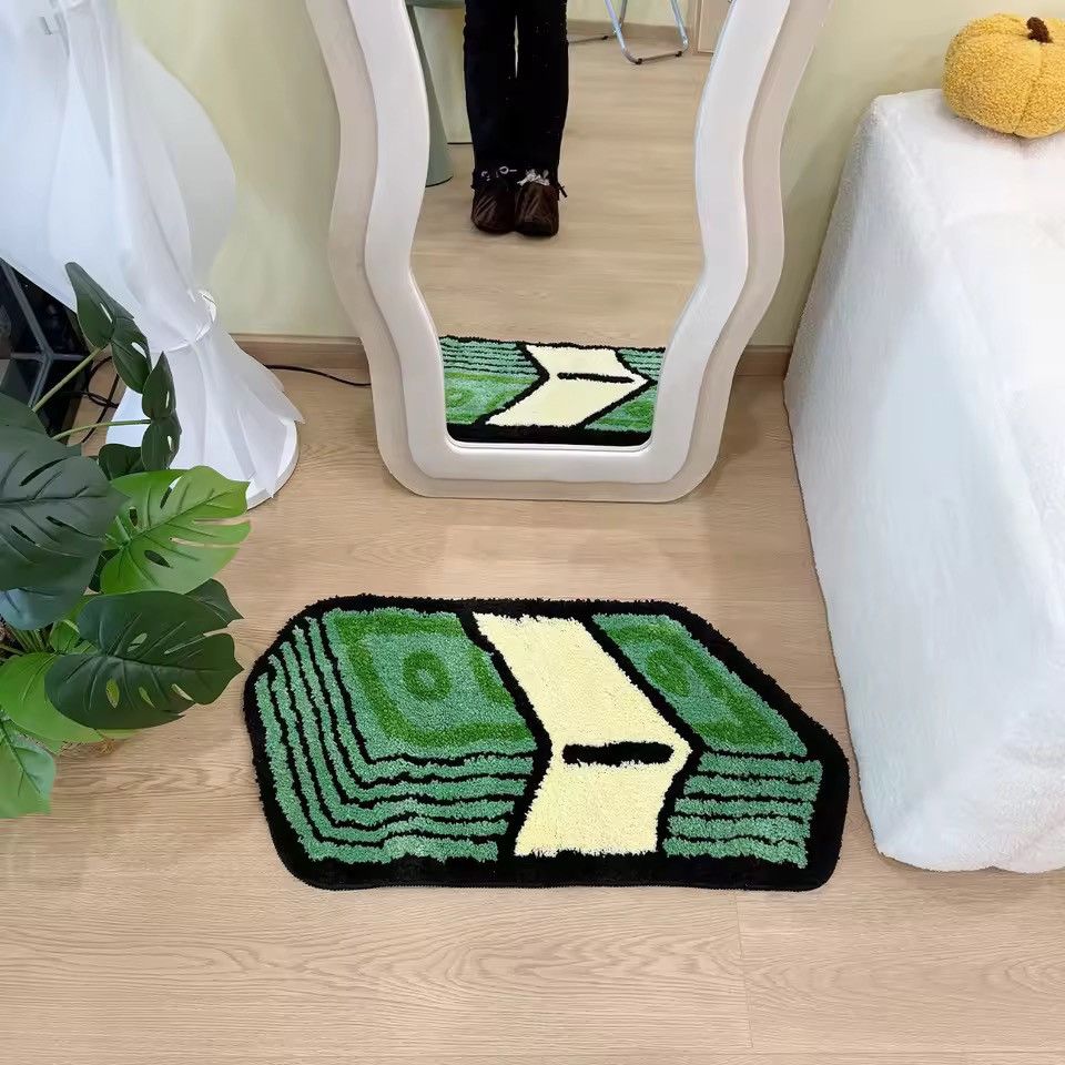 Japanese Brand 80 X 40 cm Cartoon Dollar Green Tufted Rug Size ONE SIZE - 1 Thumbnail