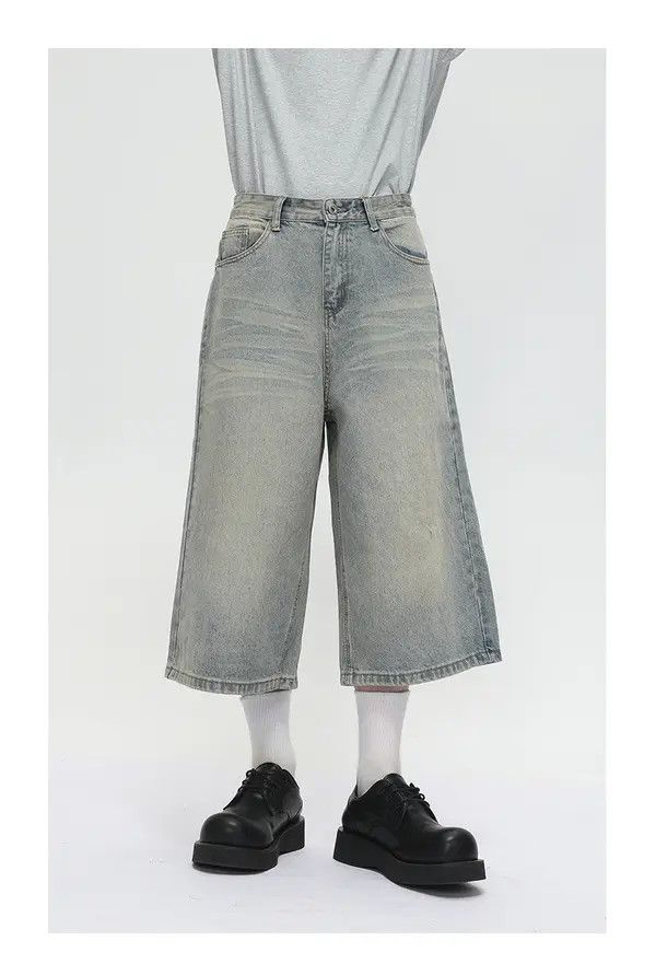 Japanese Brand American distressed retro straight loose denim shorts Size US 32 / EU 48 - 4 Thumbnail