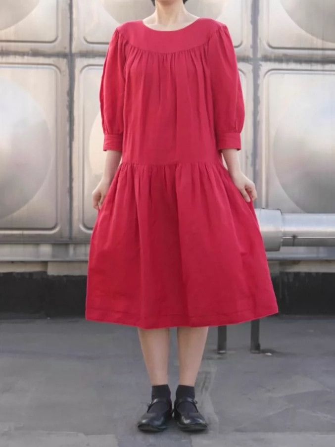 Kenzo KENZO Red wide-shouldered dress Size M / US 6-8 / IT 42-44 - 1 Thumbnail