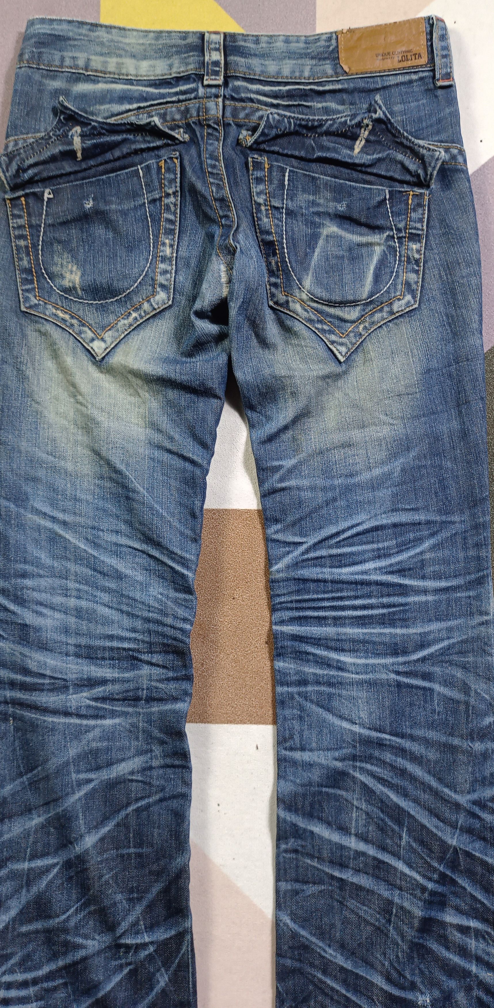 If Six Was Nine 🔥🔥LOLITA Exotic Vtg Denim Super Flare Distressed Jeans Size US 31 - 9 Thumbnail