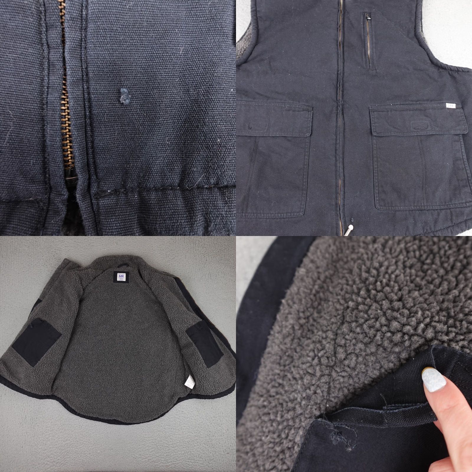 Lee VINTAGE Lee Vest Mens 2XL Black Canvas Lined Full-Zip Distressed Workwear Jacket/Coat Bomber Style Size US XXL / EU 58 / 5 - 8 Thumbnail