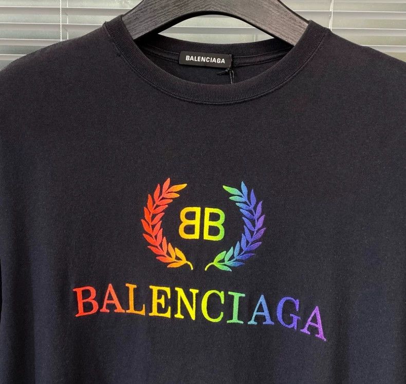 Balenciaga Balenciaga Short sleeve + T-shirt + rainbow double B wheat Size US S / EU 44-46 / 1 - 6 Thumbnail