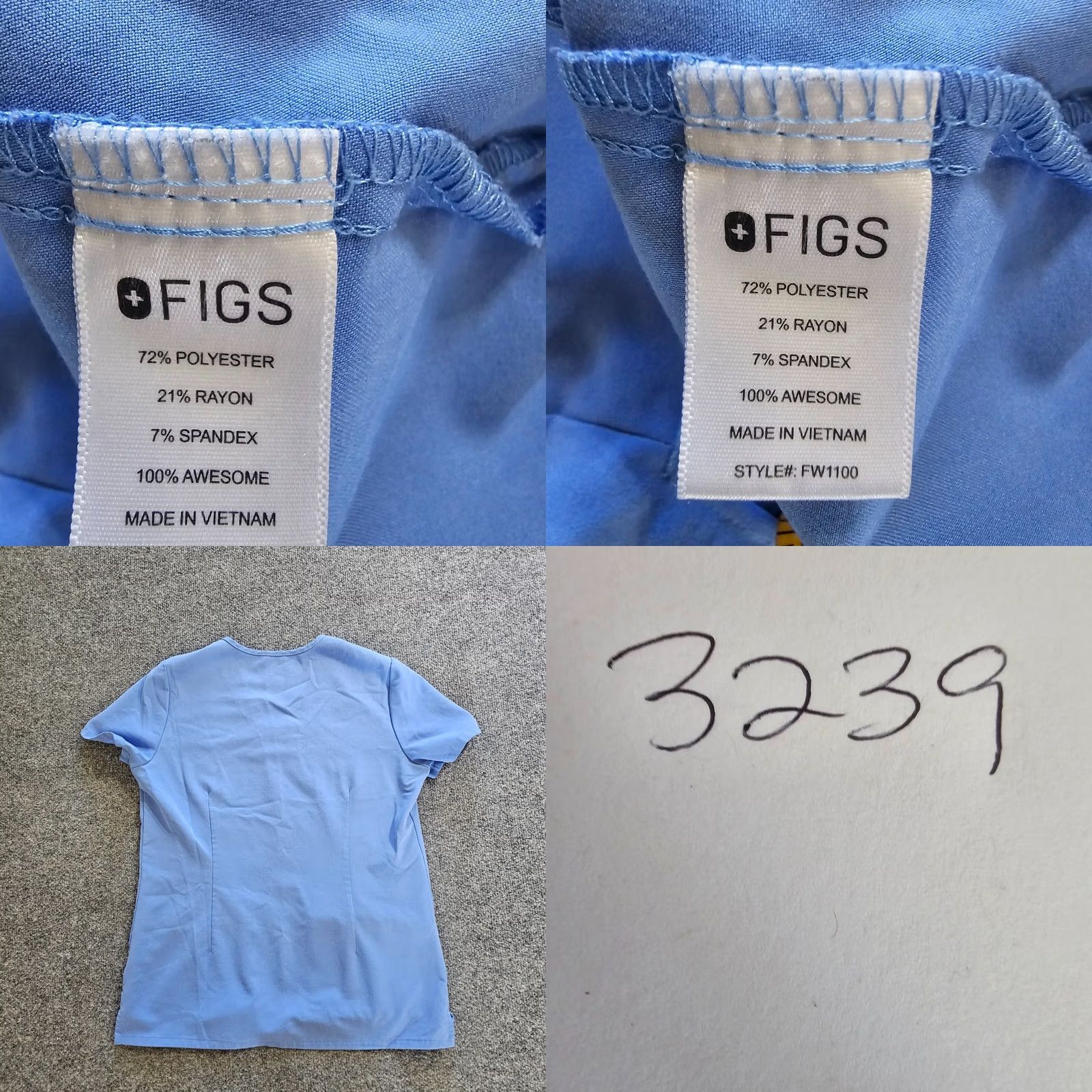 Vintage FIGS Top Shirt Womens XS Blue Casma 3 Pockets Short Sleeve Technical Comfort Size XS / US 0-2 / IT 36-38 - 8 Thumbnail