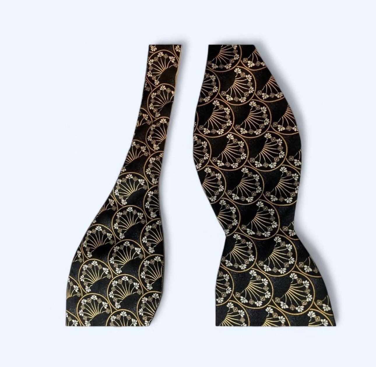 Other Vtg Beau Ties Ltd of Vermont Silk Bow Tie Black Gold Print Size ONE SIZE - 3 Thumbnail
