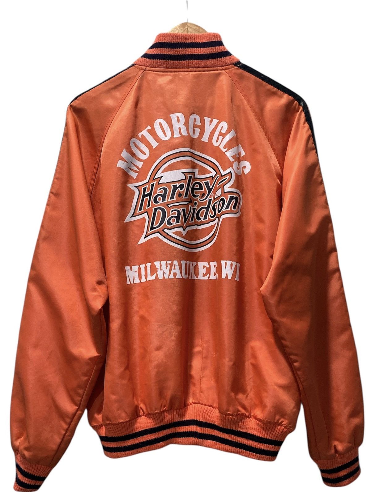 Harley Davidson Vintage Harley Davidson Bomber Jacket Stripes Made Japan Size US XL / EU 56 / 4 - 1 Thumbnail