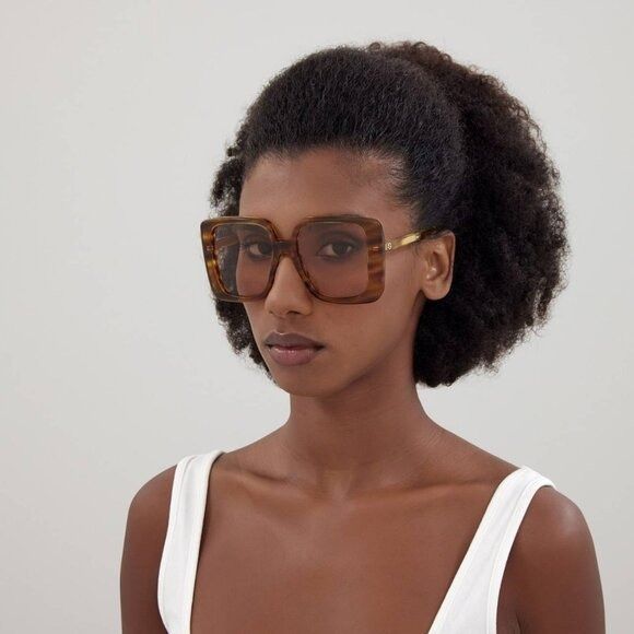 Gucci NEW GUCCI GG1314S 003 SUNGLASSES WOMEN HAVANA BROWN OVERSIZE Size ONE SIZE - 4 Thumbnail