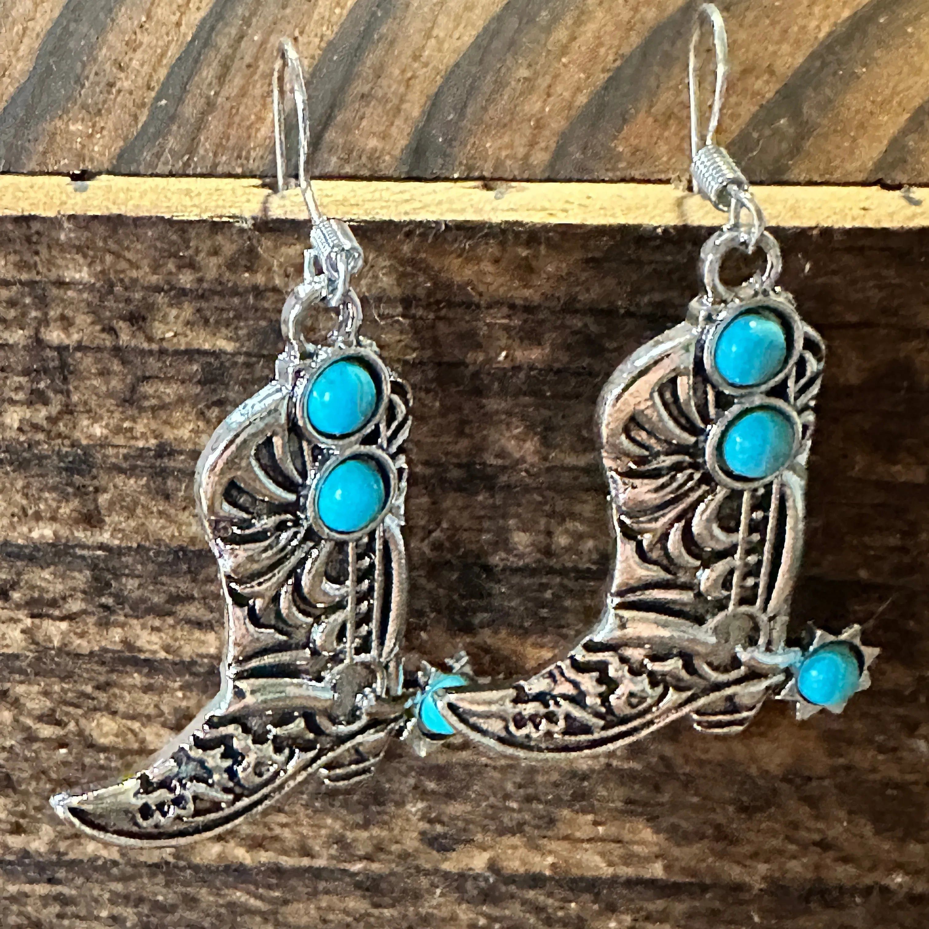 Other Boho Hippie Western CowgirlTurquoise Stone Boot Silver Drop Size ONE SIZE - 4 Thumbnail