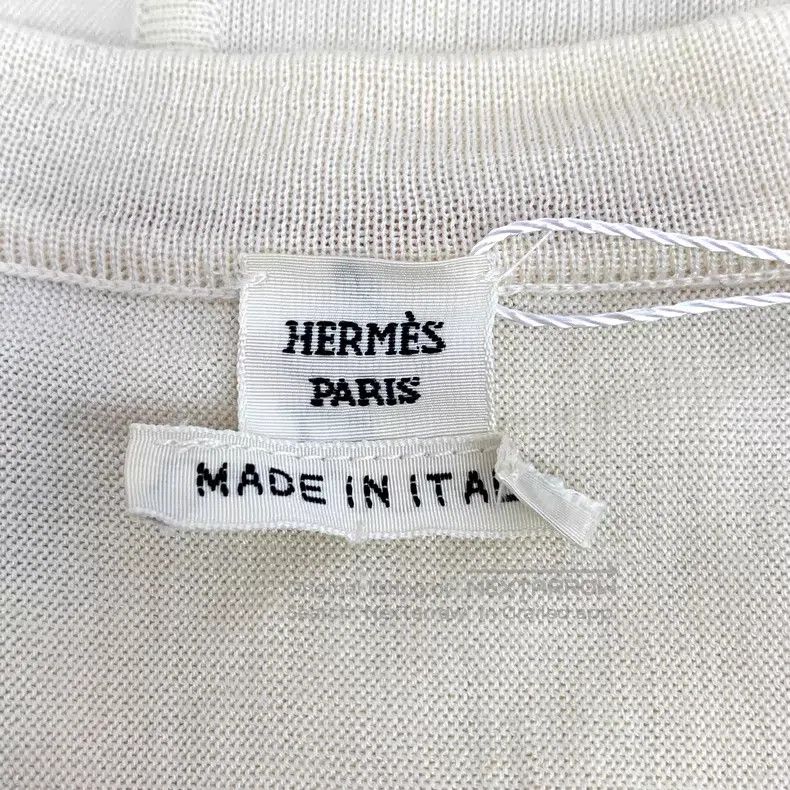 Hermes Hermes Beige Printed Cashmere V-Neck Top Size XXS / US 00 / IT 34 - 5 Thumbnail