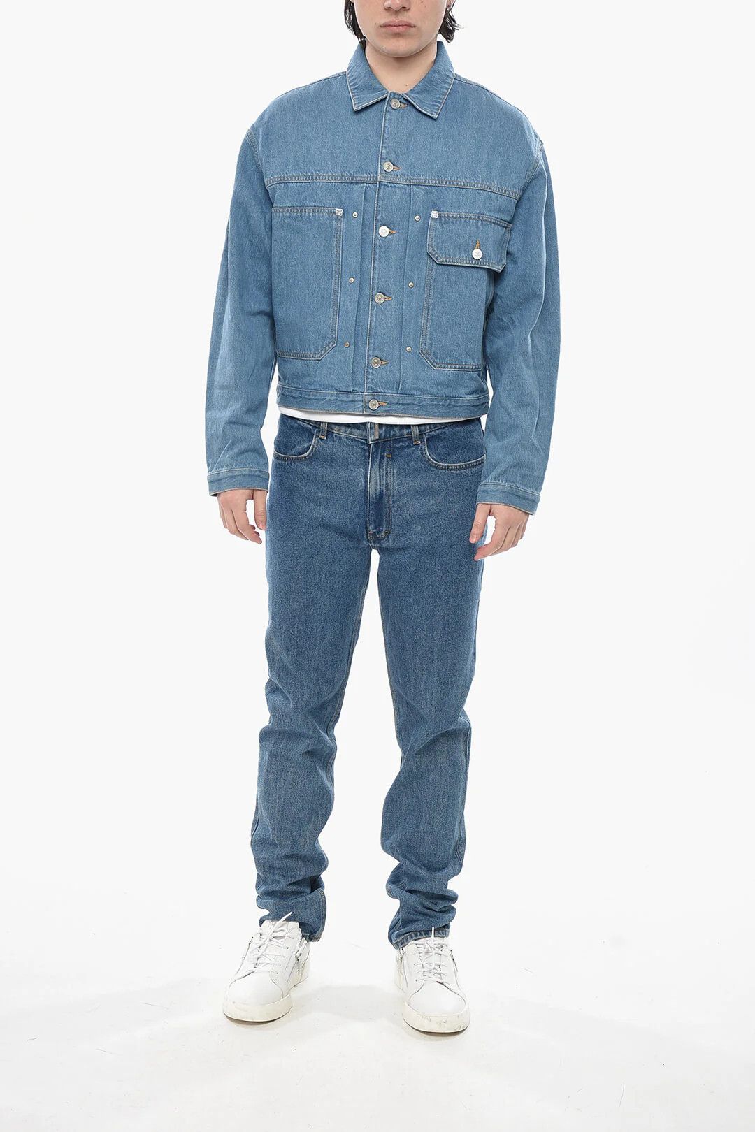 Givenchy og1mm0326 Mid-Wash Denim Jacket in Light Blue Size US S / EU 44-46 / 1 - 4 Thumbnail